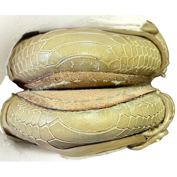 Tory Burch Women's SnakePrint Tan Flats - Picture 2 of 8